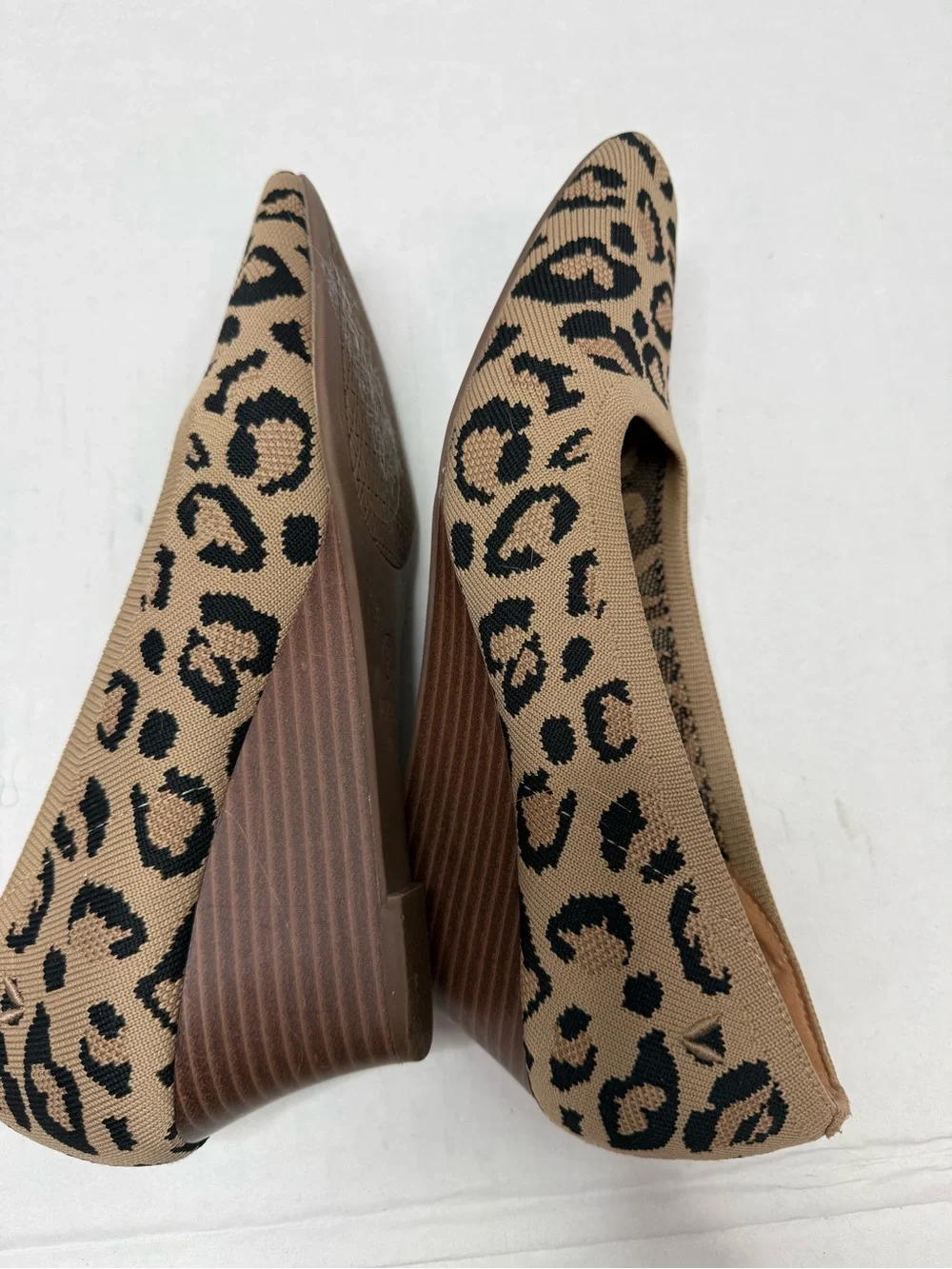 Vivaia Beige Leopard Print Wedges
